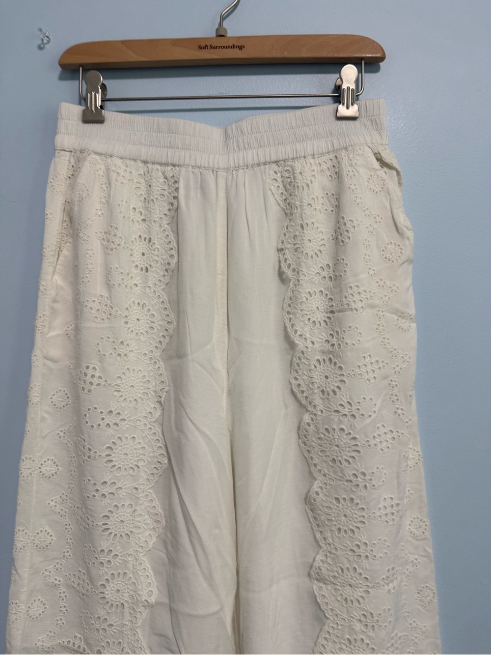 Sundance Lace Trim Wide Leg Elastic Waist Lined Pants Size S - Picture 3 of 12